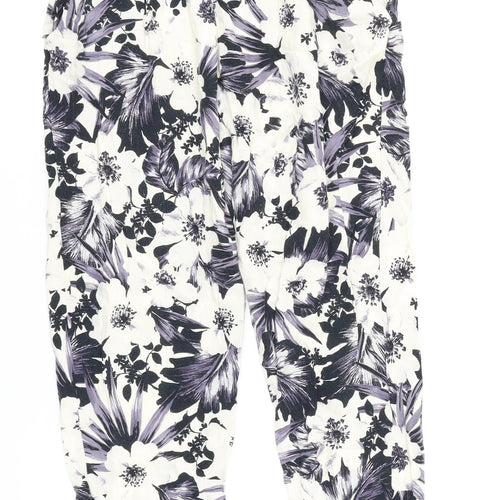 Dorothy Perkins Womens White Floral  Jogger Trousers Size 6