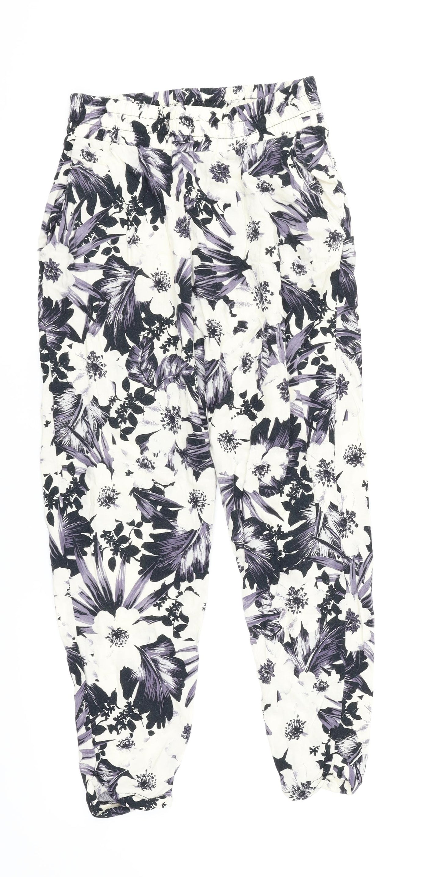 Dorothy Perkins Womens White Floral  Jogger Trousers Size 6