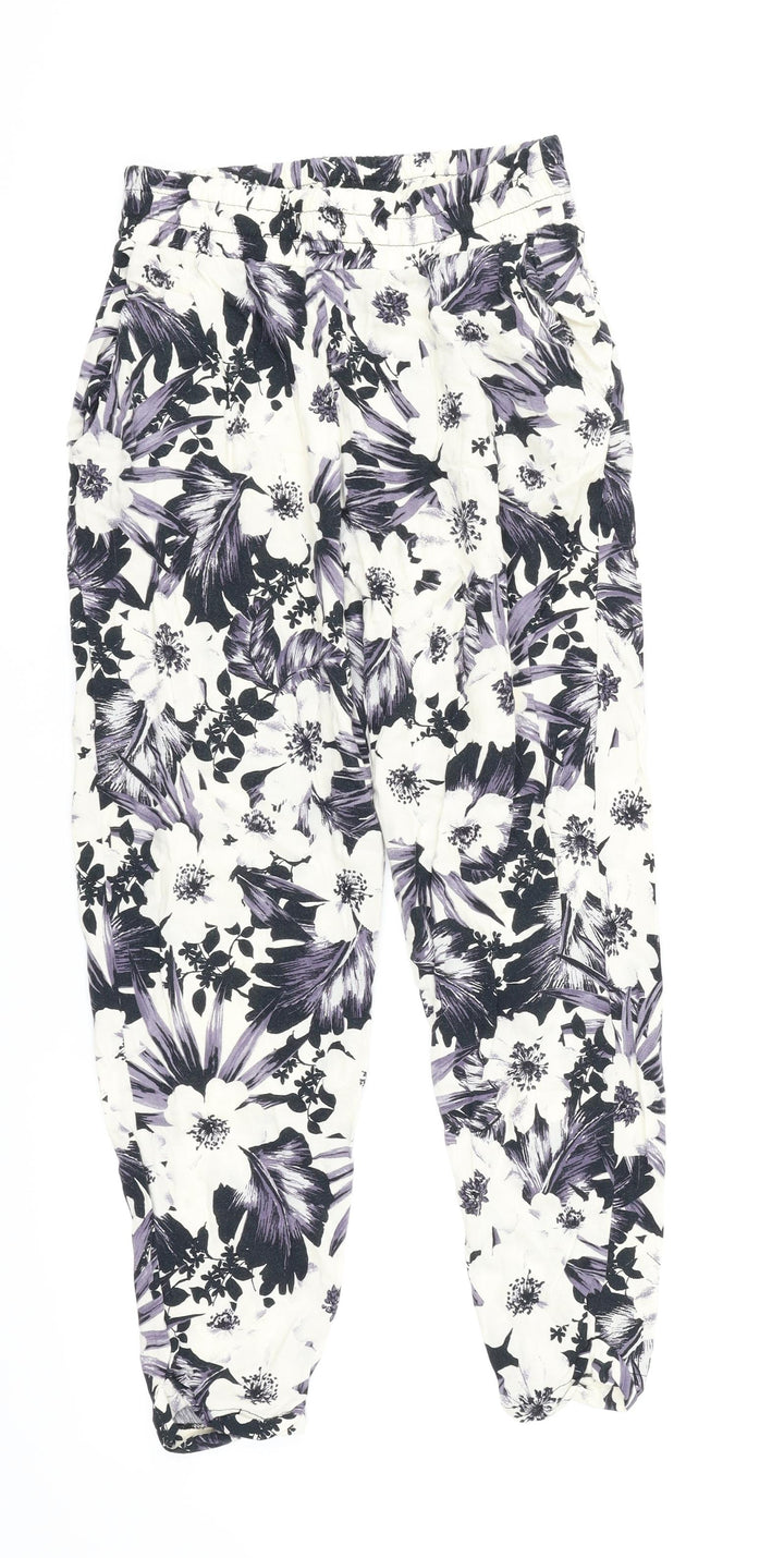 Dorothy Perkins Womens White Floral  Jogger Trousers Size 6