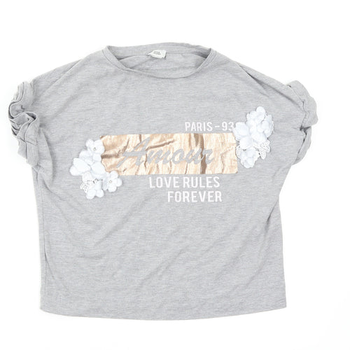 River Island Girls Grey   Basic T-Shirt Size 7-8 Years