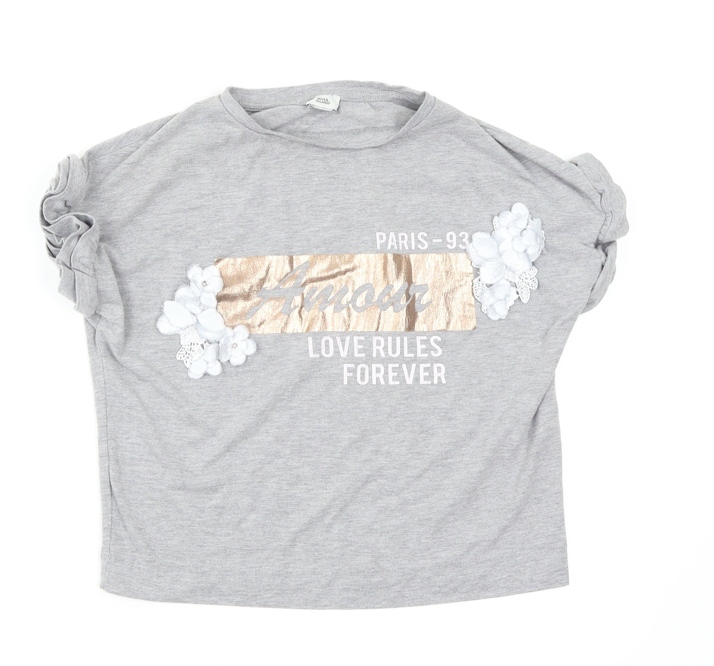 River Island Girls Grey   Basic T-Shirt Size 7-8 Years