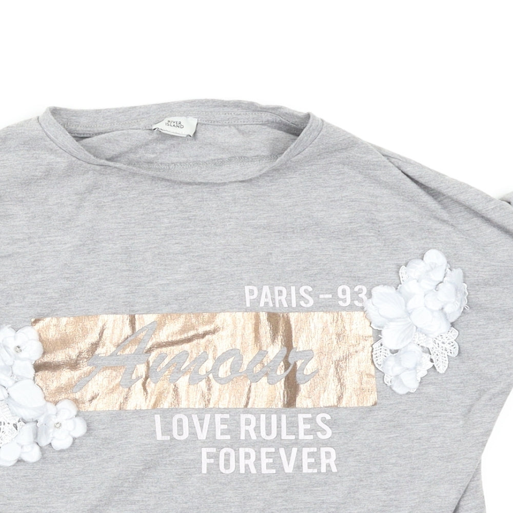 River Island Girls Grey   Basic T-Shirt Size 7-8 Years