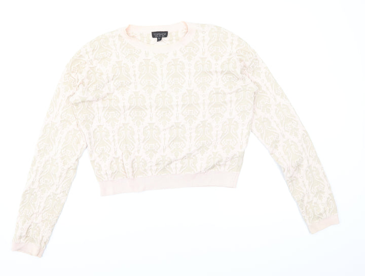 Topshop Womens Pink Floral Pullover Jumper Size 10