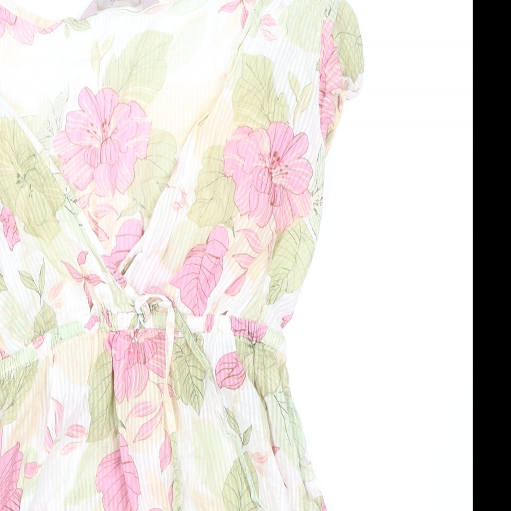 New Look Womens Multicoloured Floral  Wrap Blouse Size 10