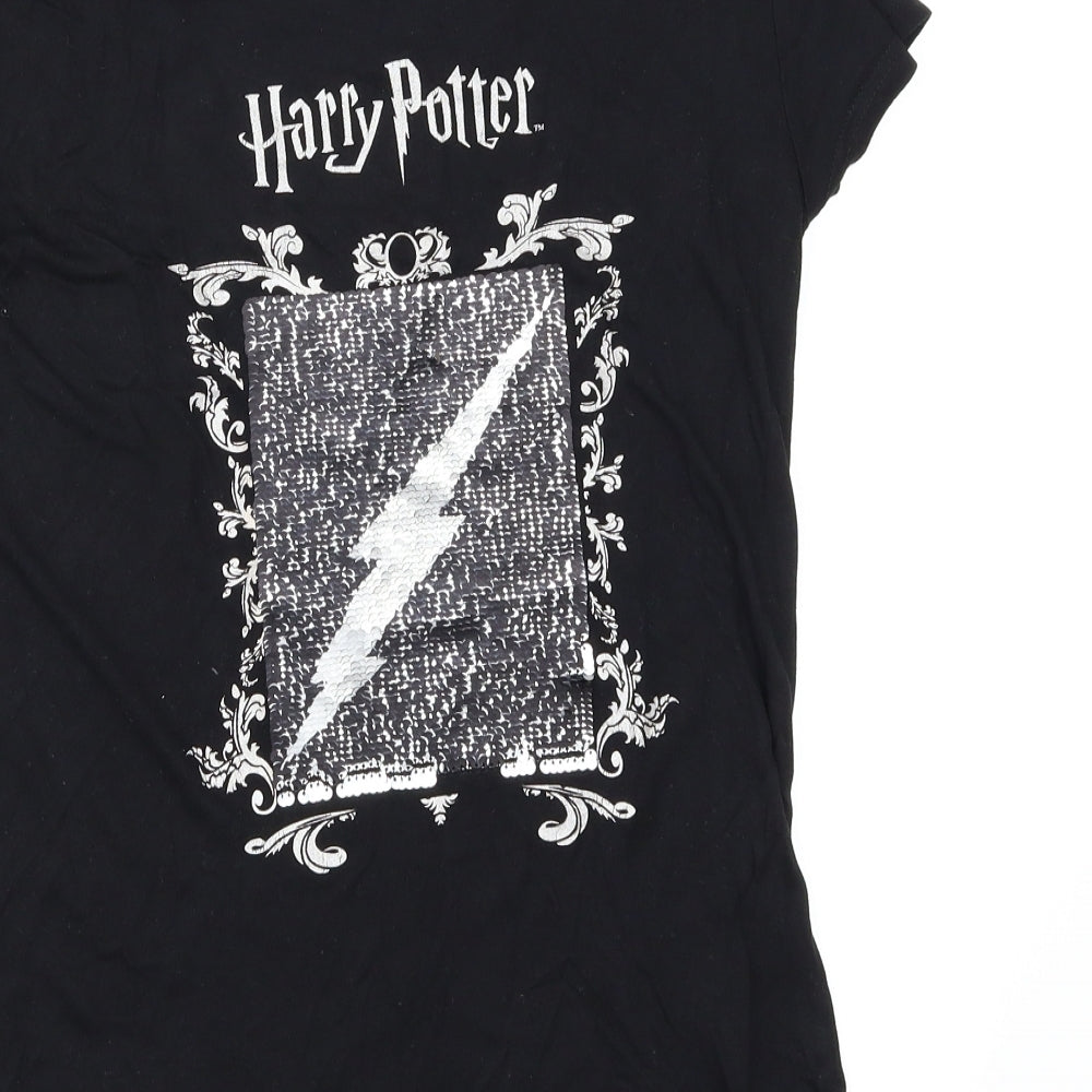 Harry Potter Girls Black   Basic T-Shirt Size 13-14 Years