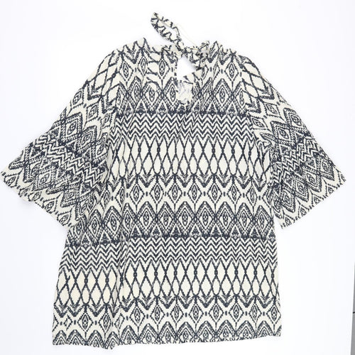 Tu  Womens Blue Geometric  Basic T-Shirt Size 22