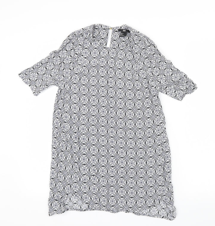 H&M Womens Black Geometric Basic Blouse Size 8