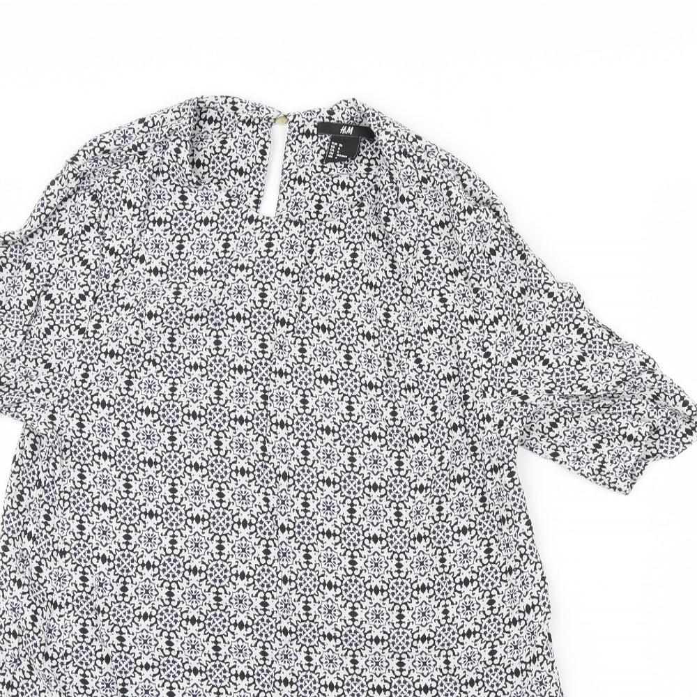 H&M Womens Black Geometric  Basic Blouse Size 8