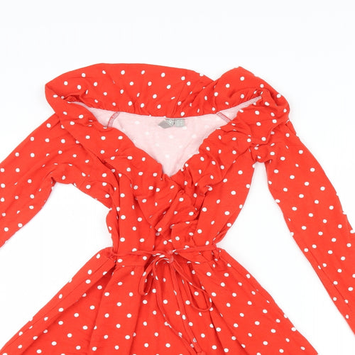 ASOS Womens Red Polka Dot  Shirt Dress  Size 8