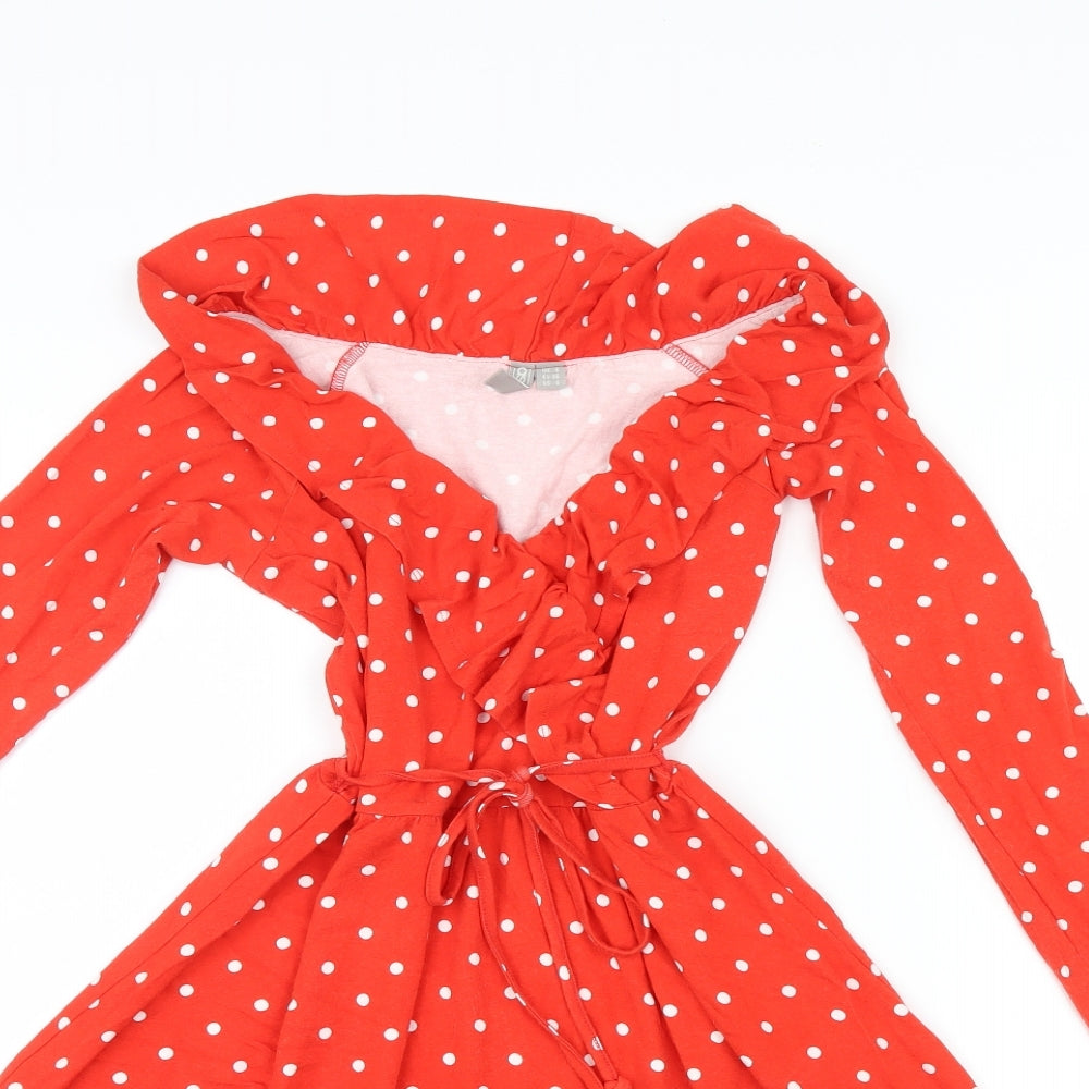 ASOS Womens Red Polka Dot  Shirt Dress  Size 8
