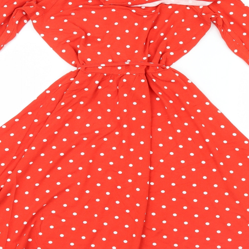 ASOS Womens Red Polka Dot  Shirt Dress  Size 8