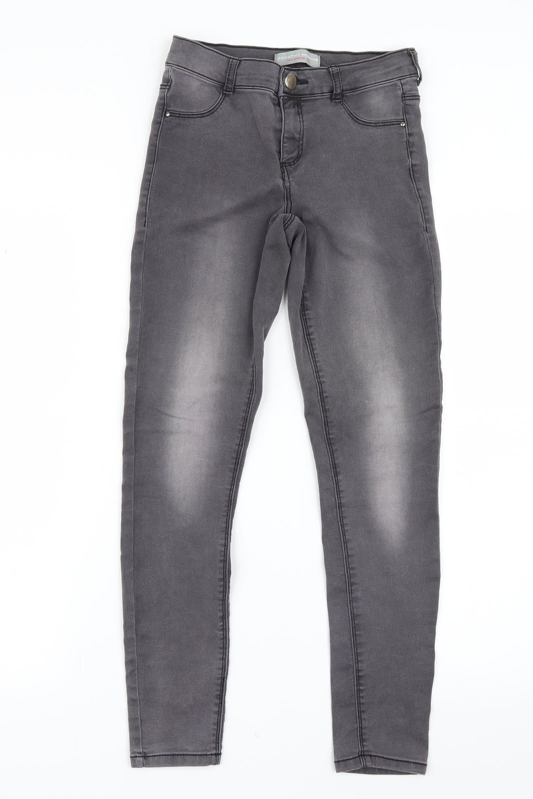Dorothy Perkins Womens Grey  Denim Straight Jeans Size 8 L26 in