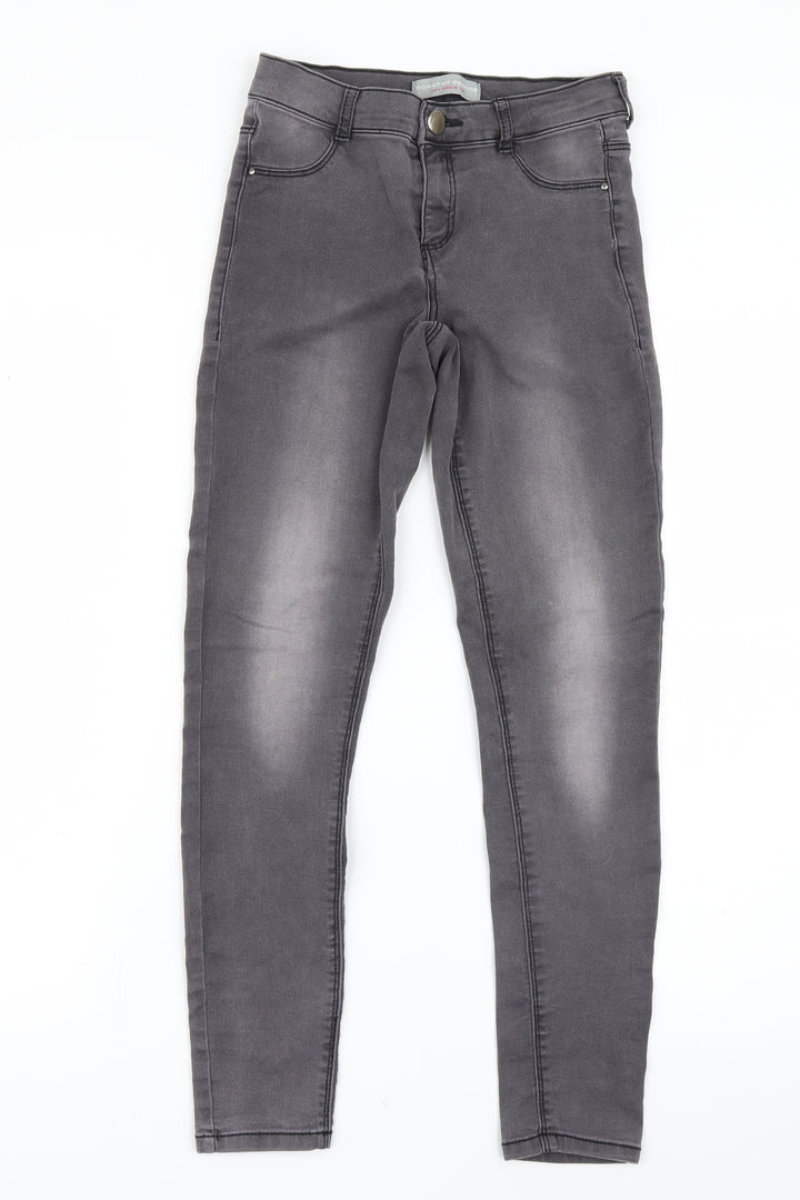 Dorothy Perkins Womens Grey  Denim Straight Jeans Size 8 L26 in