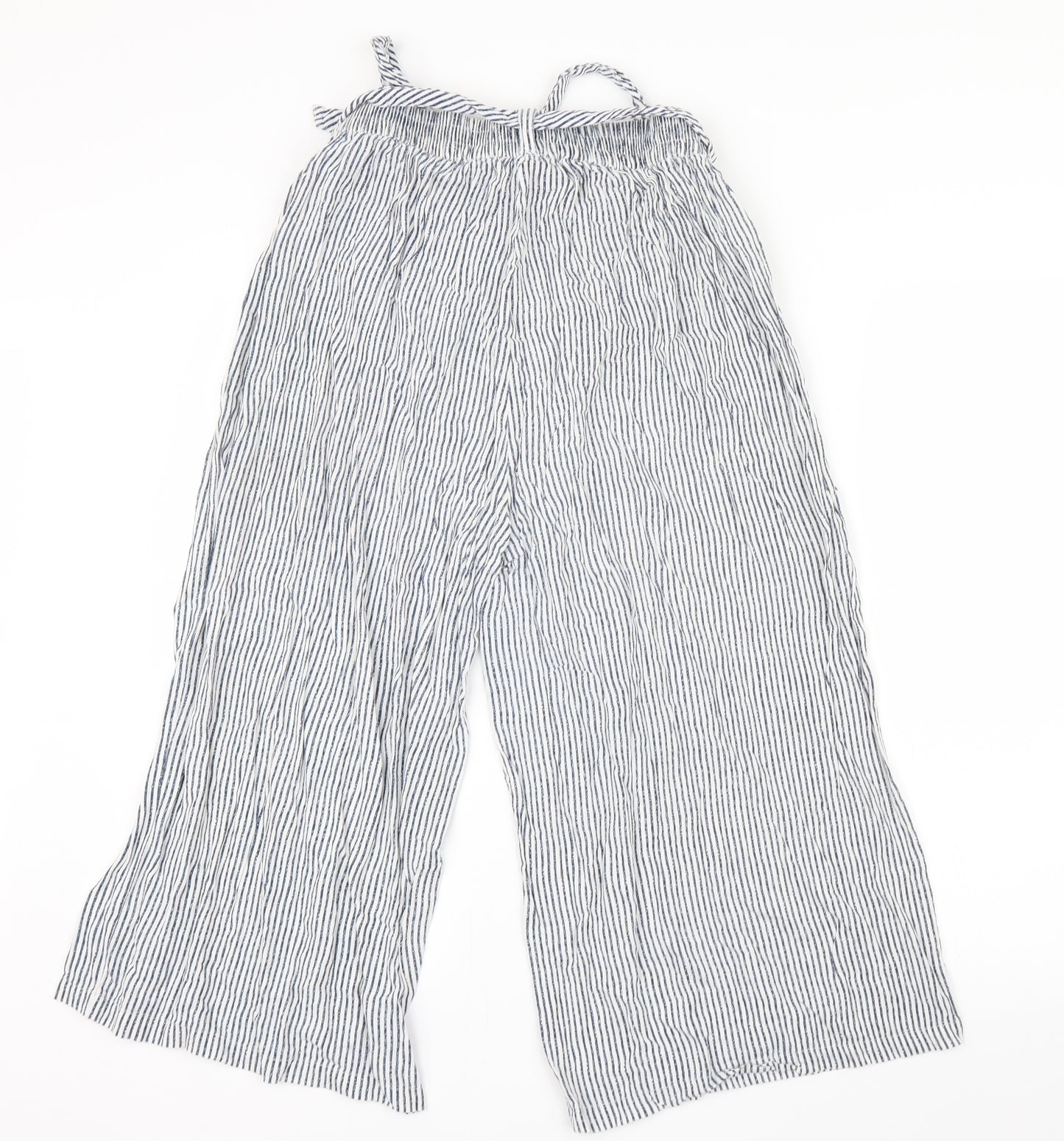 Primark Womens Blue Striped  Cropped Trousers Size 14