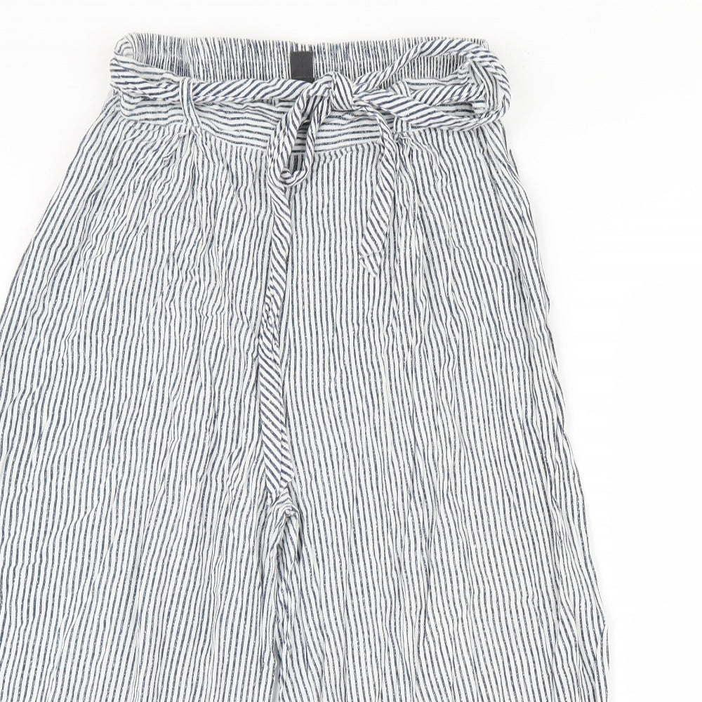 Primark Womens Blue Striped  Cropped Trousers Size 14
