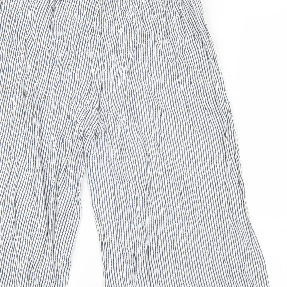 Primark Womens Blue Striped  Cropped Trousers Size 14