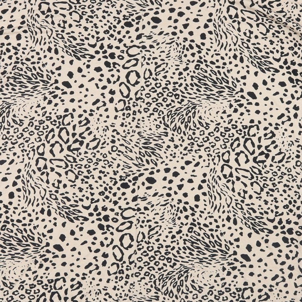 PRETTYLITTLETHING Womens Beige Animal Print  Basic T-Shirt Size 14