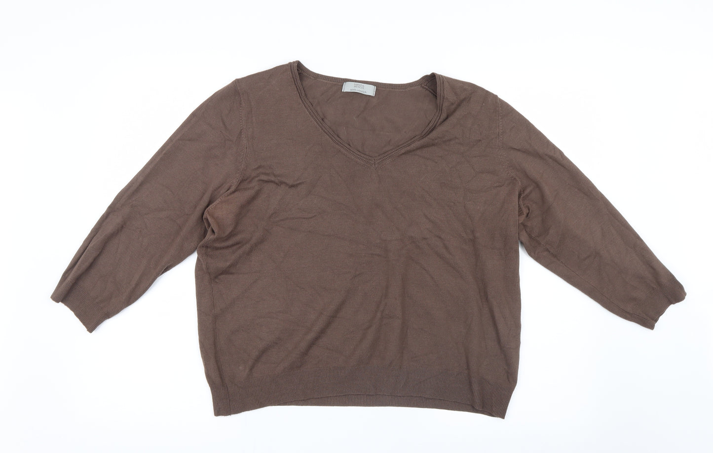 Marks and Spencer Womens Brown  Knit Pullover Jumper Size 22