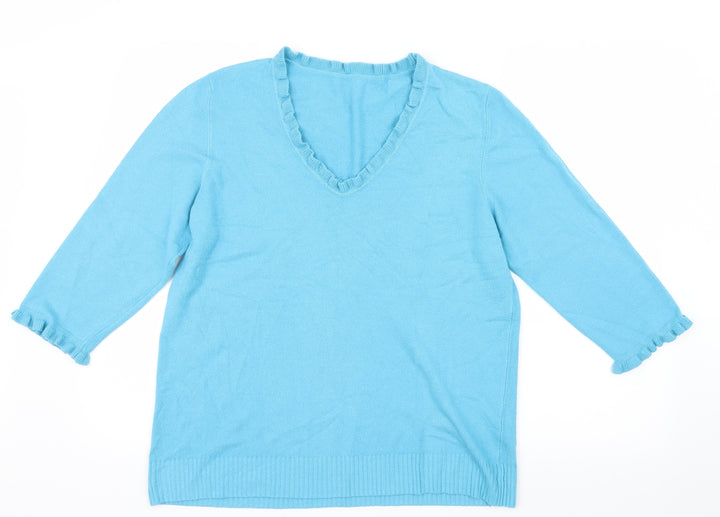 Per Una Womens Blue Knit Pullover Jumper Size 20
