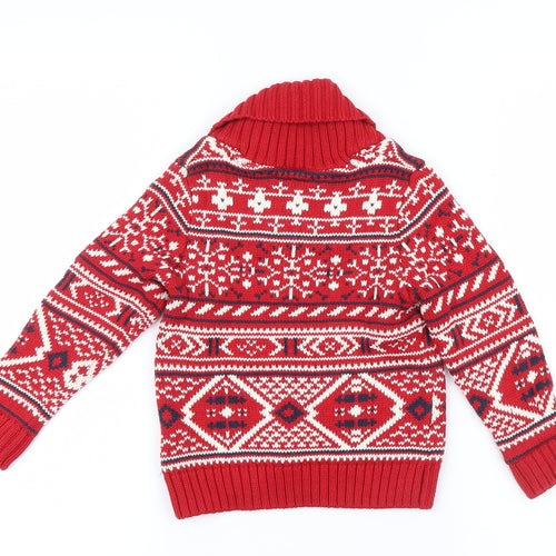 H&M Boys Red Geometric Knit Pullover Jumper Size 2 Years  - Christmas
