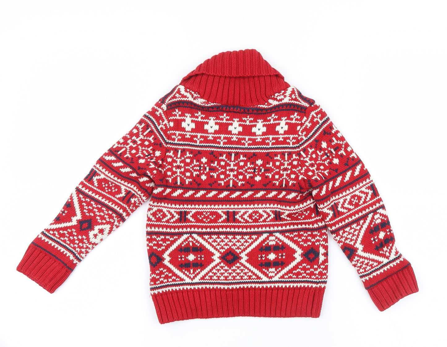H&M Boys Red Geometric Knit Pullover Jumper Size 2 Years  - Christmas