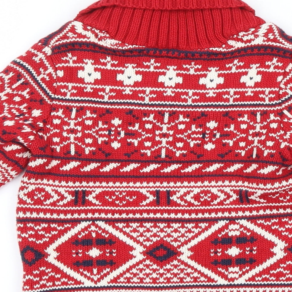H&M Boys Red Geometric Knit Pullover Jumper Size 2 Years  - Christmas
