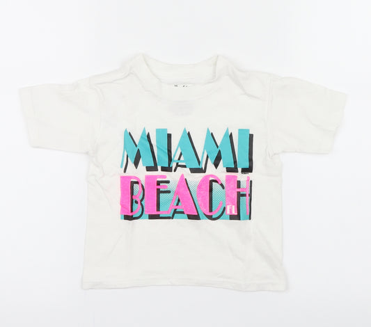 Front view of Alrin's Island boys’ white basic t-shirt, size 2, years
