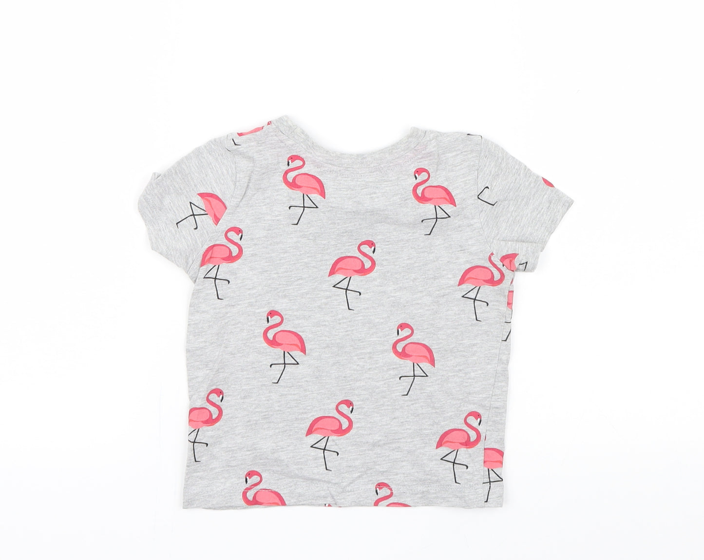 Primark Girls Grey Geometric  Basic T-Shirt Size 18-24 Months  - Flamingo