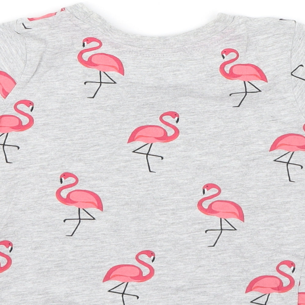 Primark Girls Grey Geometric  Basic T-Shirt Size 18-24 Months  - Flamingo