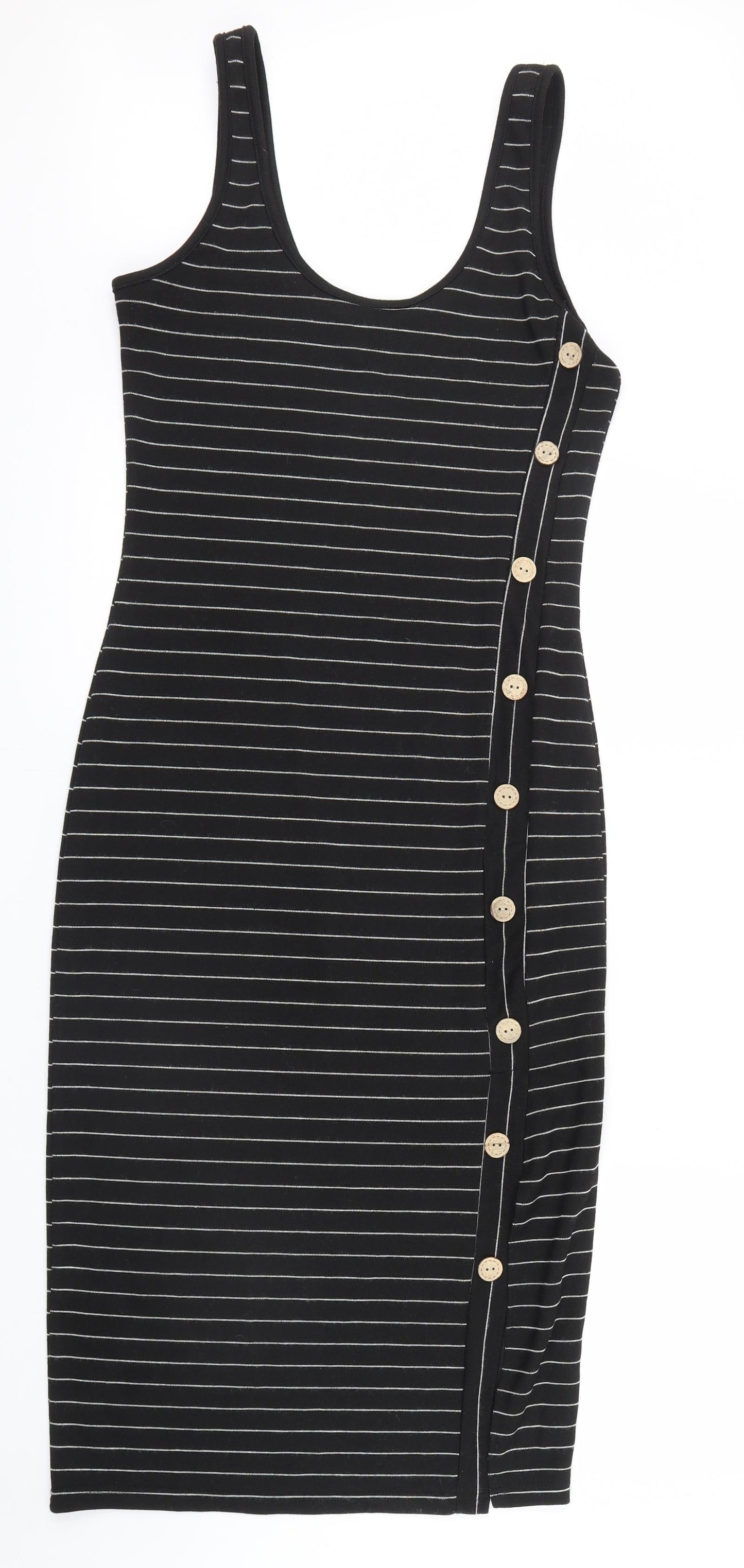Primark Womens Black Striped  Shirt Dress  Size 12