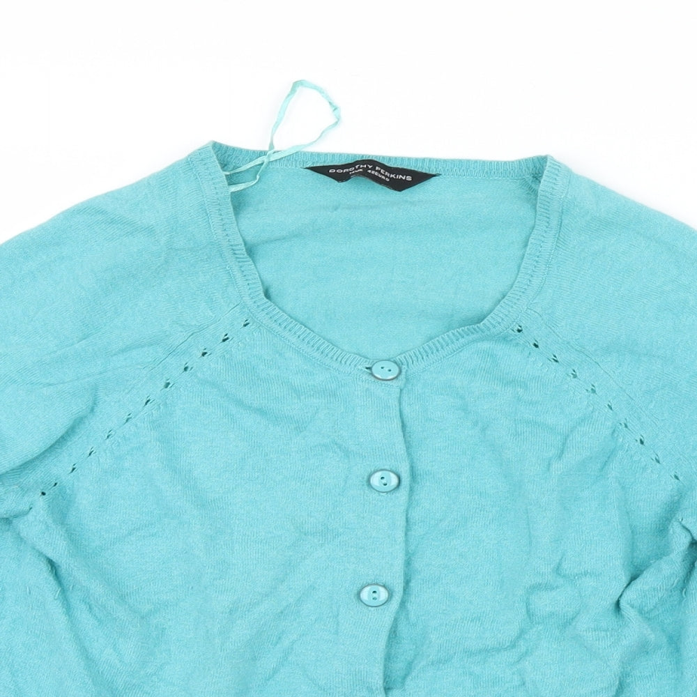 Dorothy Perkins Womens Blue  Knit Cardigan Jumper Size 14