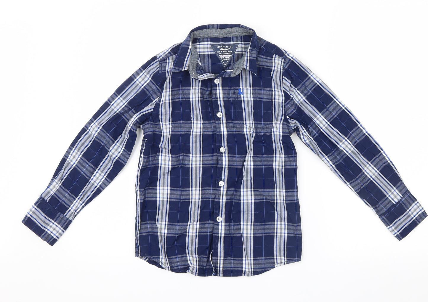 Primark Boys Blue Check  Basic Button-Up Size 8-9 Years
