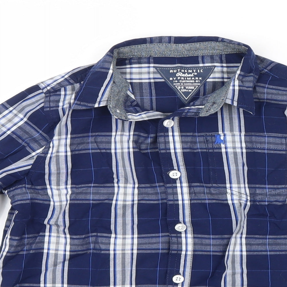 Primark Boys Blue Check  Basic Button-Up Size 8-9 Years