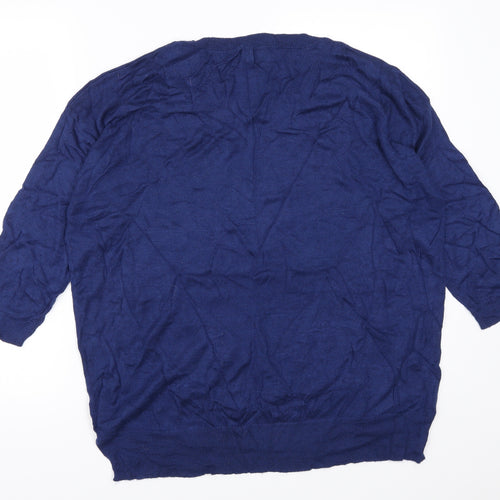 Soon Womens Blue Floral  Pullover Jumper Size 18