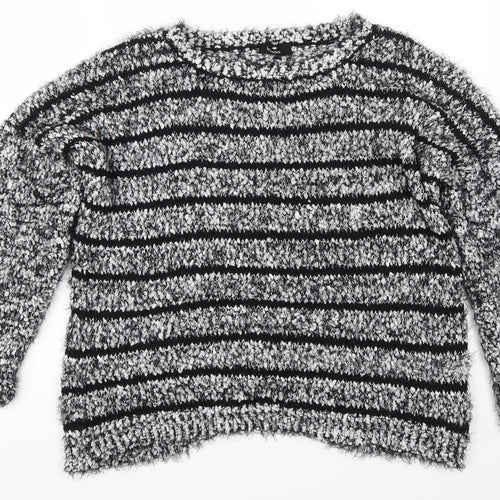 Klass Womens Grey Striped  Pullover Jumper Size L