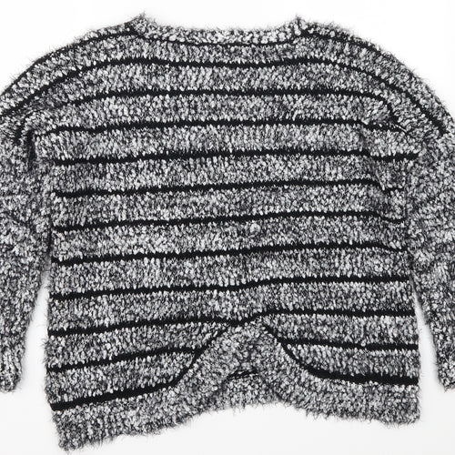 Klass Womens Grey Striped  Pullover Jumper Size L