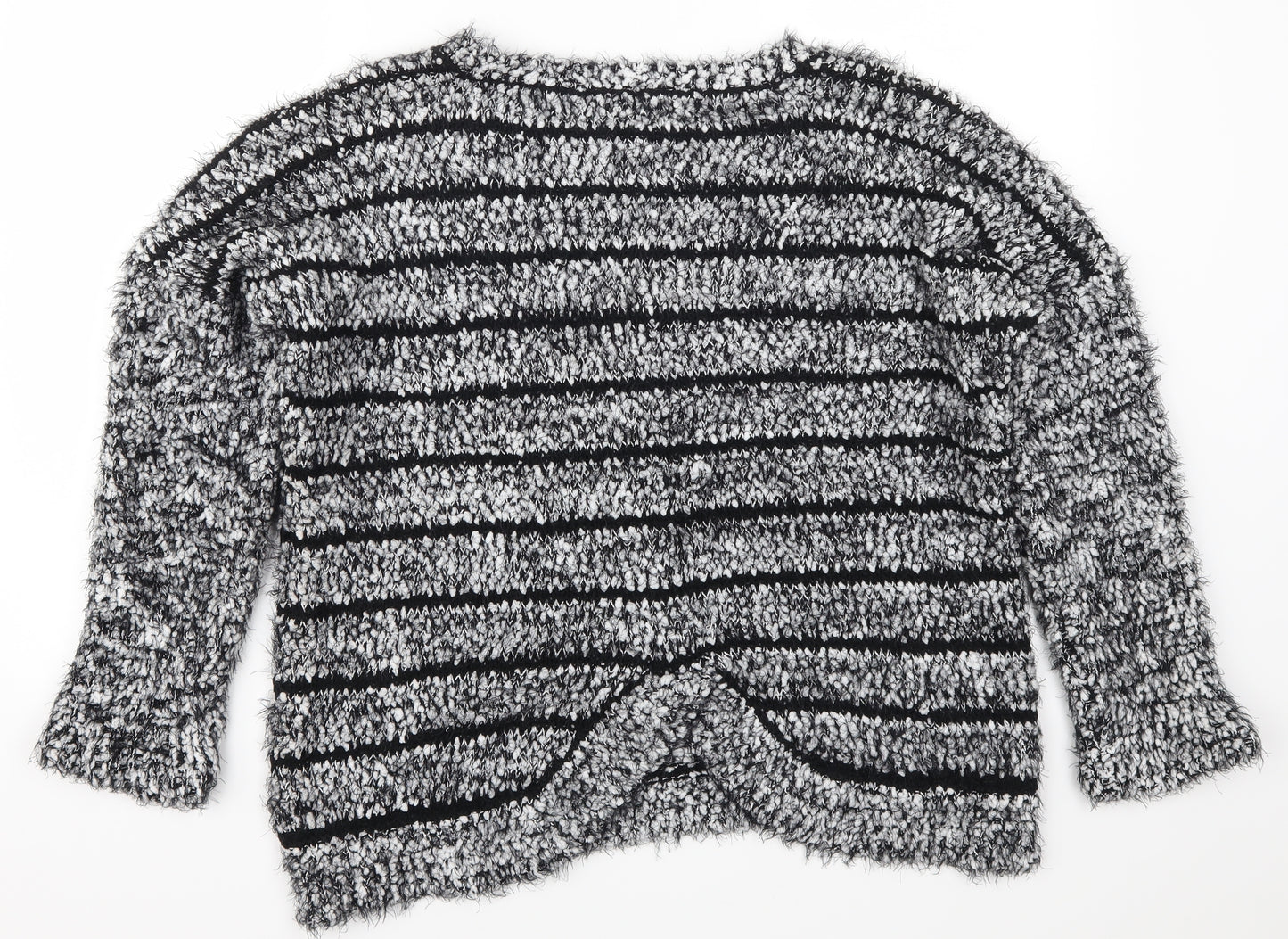Klass Womens Grey Striped  Pullover Jumper Size L