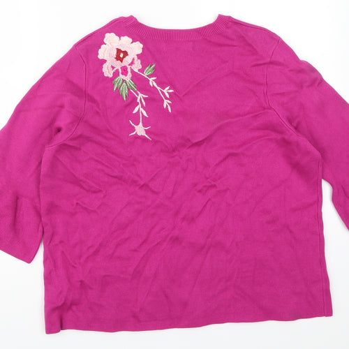 Per Una Womens Pink Floral  Pullover Jumper Size 14