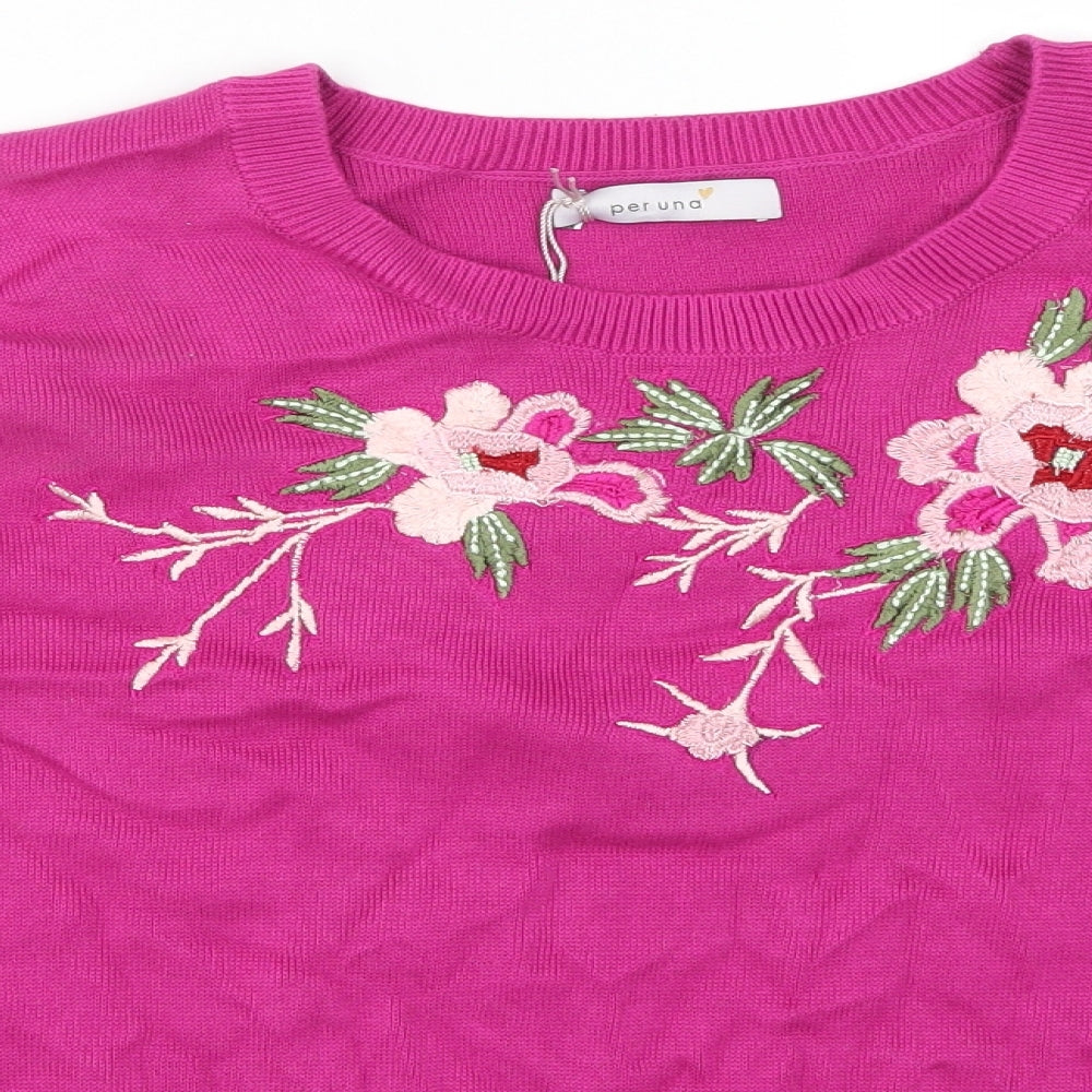 Per Una Womens Pink Floral  Pullover Jumper Size 14