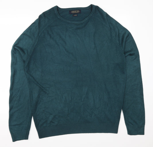 Front view of Twisted Soul men’s blue jumper, size XL