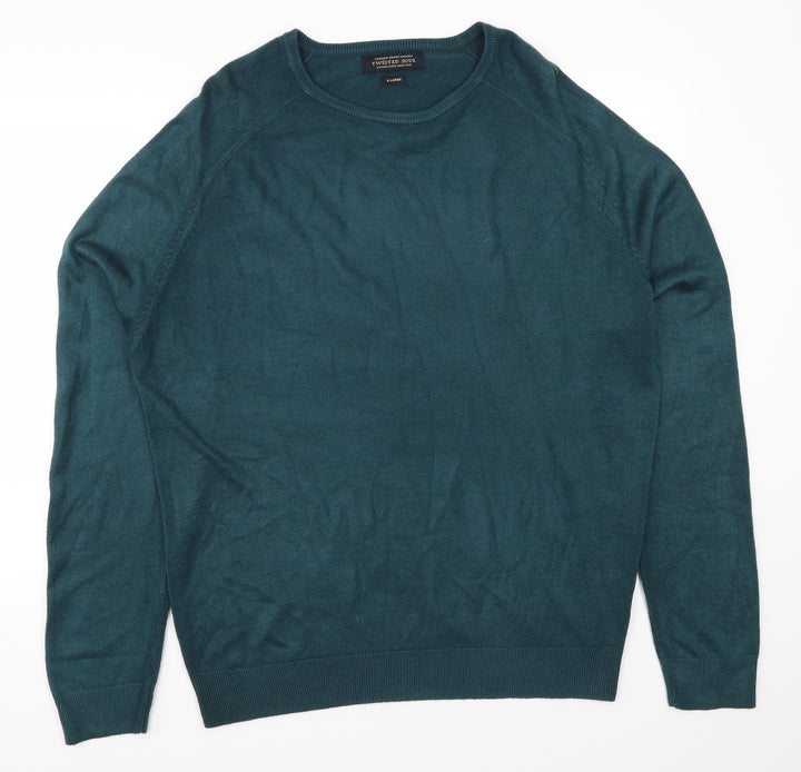 Twisted Soul Mens Blue Pullover Jumper Size XL