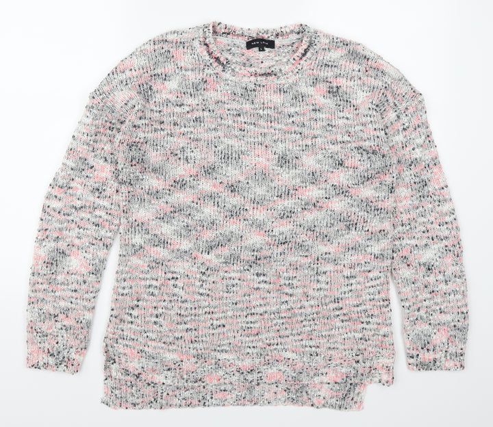 New Look Womens Pink Pullover Jumper Size L - Grey