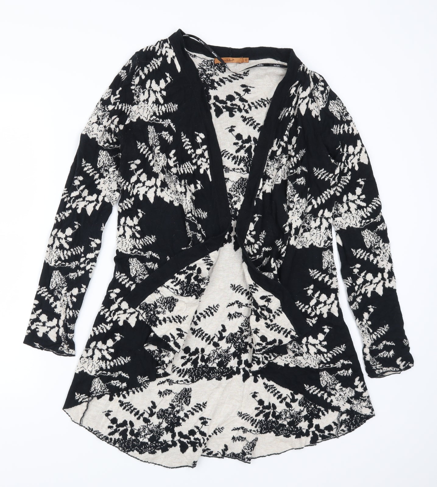 Belldini Womens Black Floral  Cardigan Jumper Size M