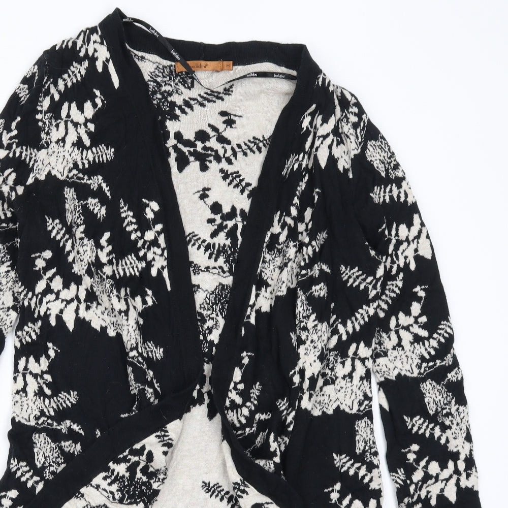 Belldini Womens Black Floral  Cardigan Jumper Size M