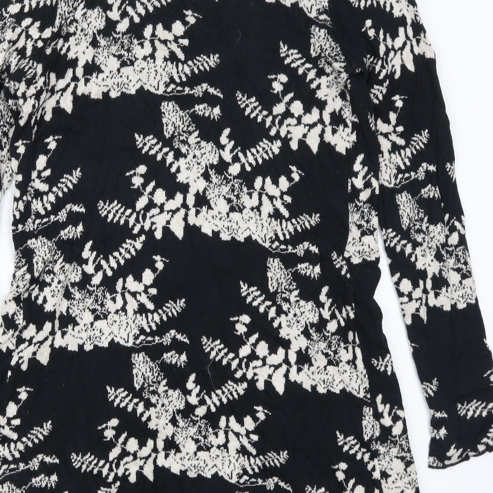 Belldini Womens Black Floral  Cardigan Jumper Size M
