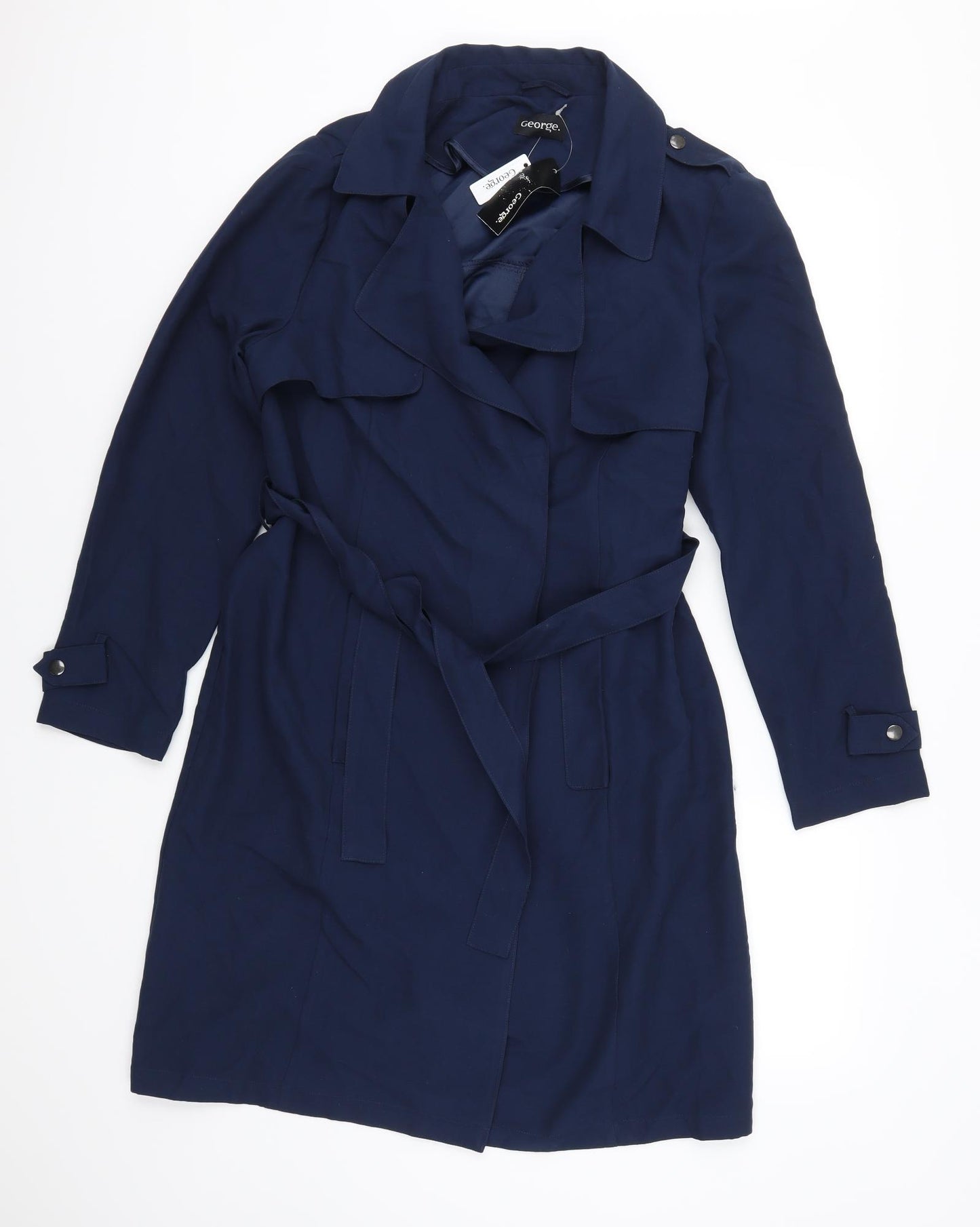George Womens Blue   Trench Coat Coat Size 12
