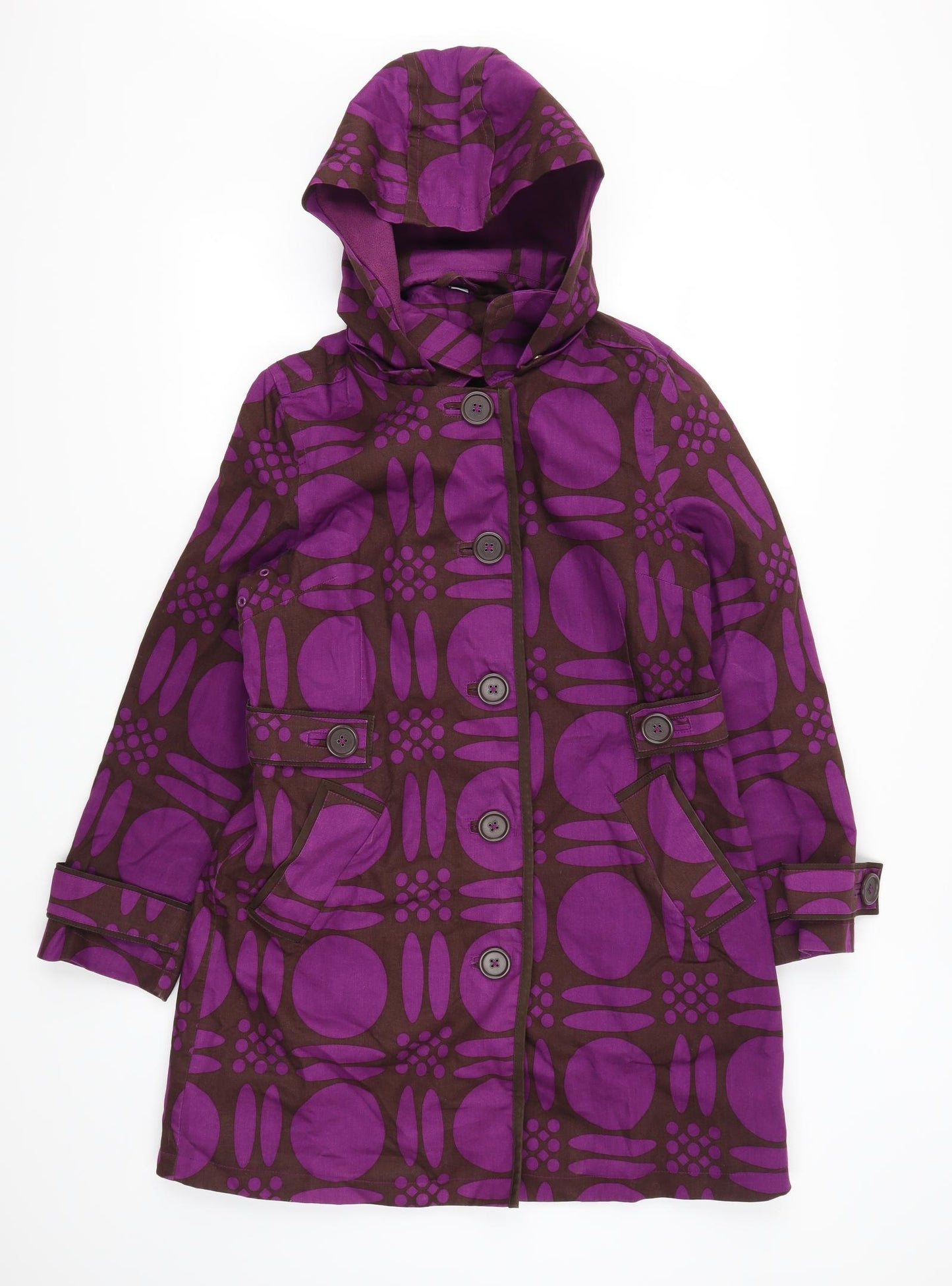Boden Womens Purple Geometric  Pea Coat Coat Size 12