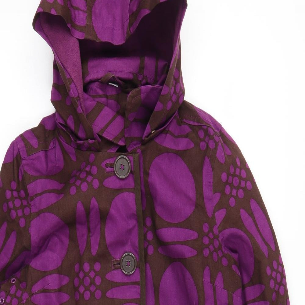 Boden Womens Purple Geometric  Pea Coat Coat Size 12