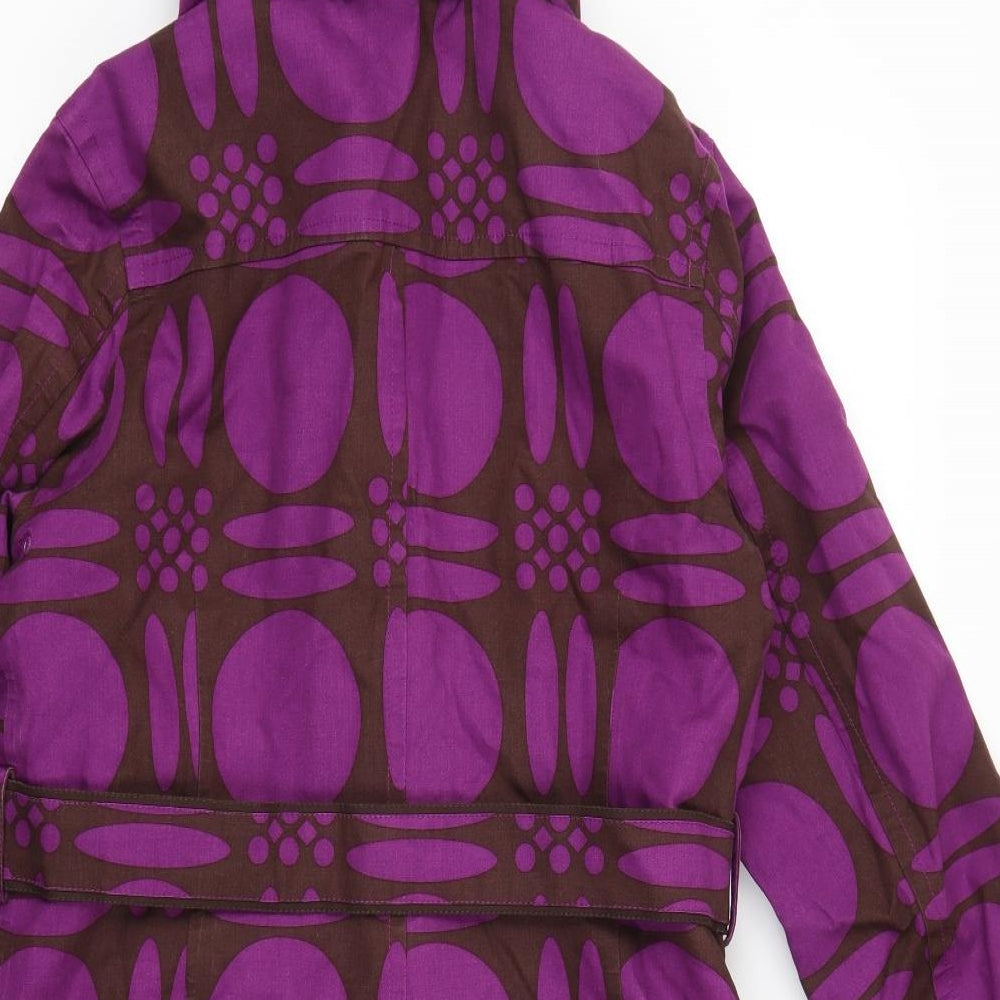 Boden Womens Purple Geometric  Pea Coat Coat Size 12