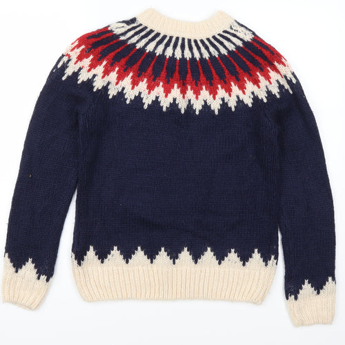 New Look Womens Blue Fair Isle  Pullover Jumper Size 10